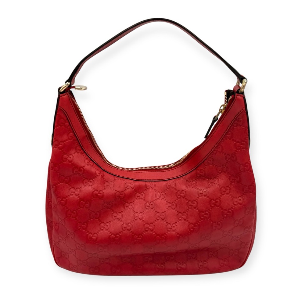 Gucci Guccissima Charmy Hobo Bag Red Leather - Picture 14 of 15